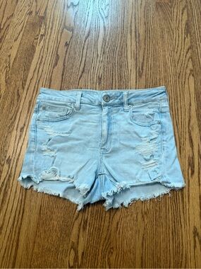 American Eagle Outfitters Light Blue Distressed Jean Shorts